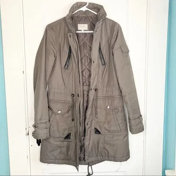 Laundry Shelli Segal Rain Parka Military Style Utility Jacket High Neck Small S - Picture 10 of 13